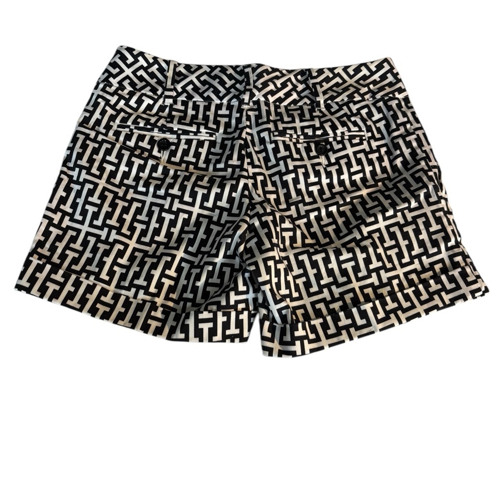 INC International Concepts Black & White Patterned Cuffed Midrise Chino Shorts 2 - Picture 3 of 16